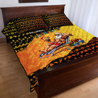 Tropical Christmas In July Santa Claus Quilt Bed Set Festive Hawaiian With Beach Reindeer Sleigh