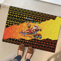 Tropical Christmas In July Santa Claus Rubber Doormat Festive Hawaiian With Beach Reindeer Sleigh