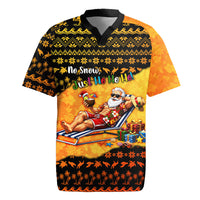 Tropical Christmas In July Santa Claus Rugby Jersey Festive Hawaiian With Beach Reindeer Sleigh