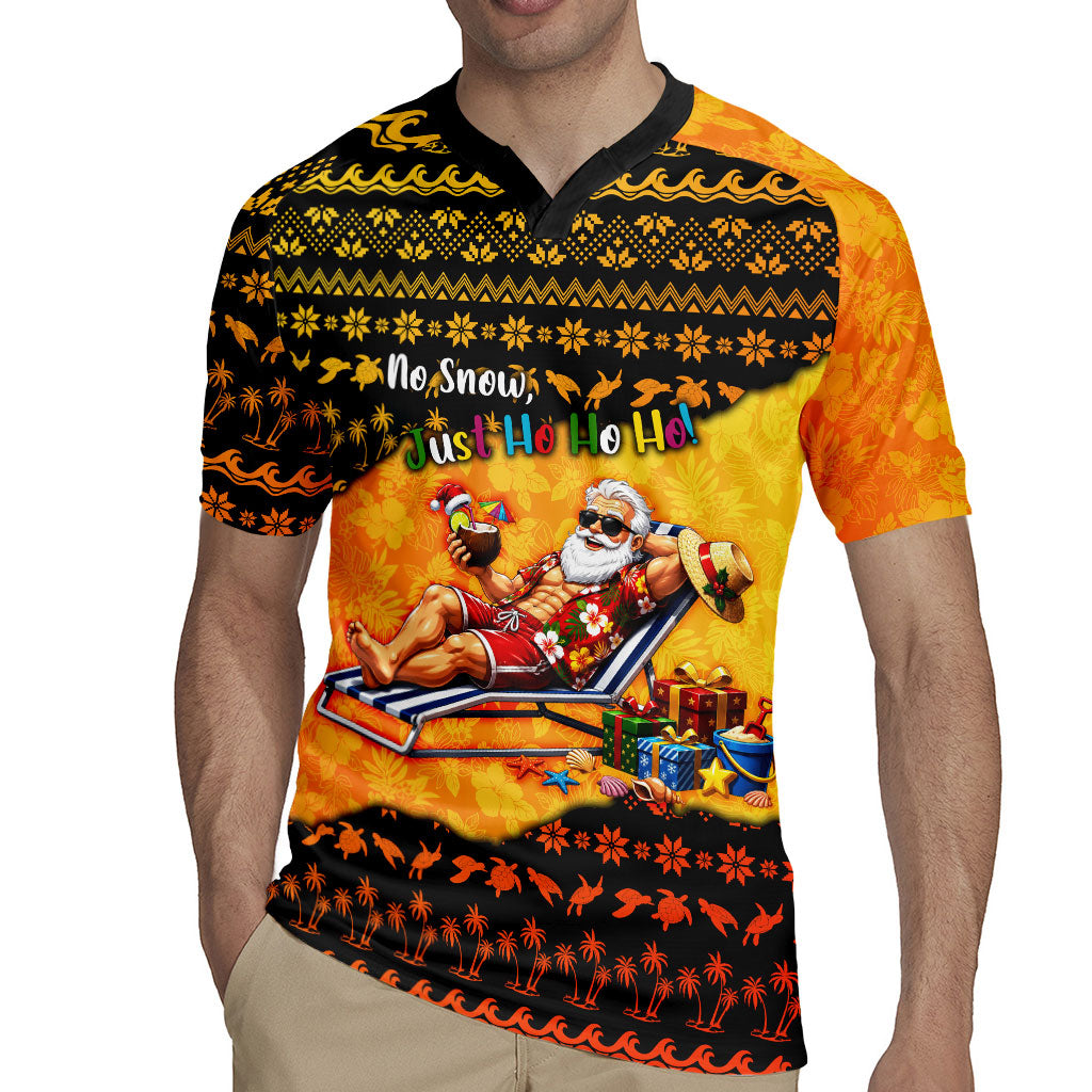 Tropical Christmas In July Santa Claus Rugby Jersey Festive Hawaiian With Beach Reindeer Sleigh