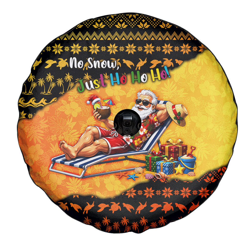 Tropical Christmas In July Santa Claus Spare Tire Cover Festive Hawaiian With Beach Reindeer Sleigh