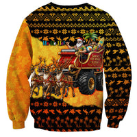 Tropical Christmas In July Santa Claus Sweatshirt Festive Hawaiian With Beach Reindeer Sleigh