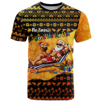 Tropical Christmas In July Santa Claus T Shirt Festive Hawaiian With Beach Reindeer Sleigh