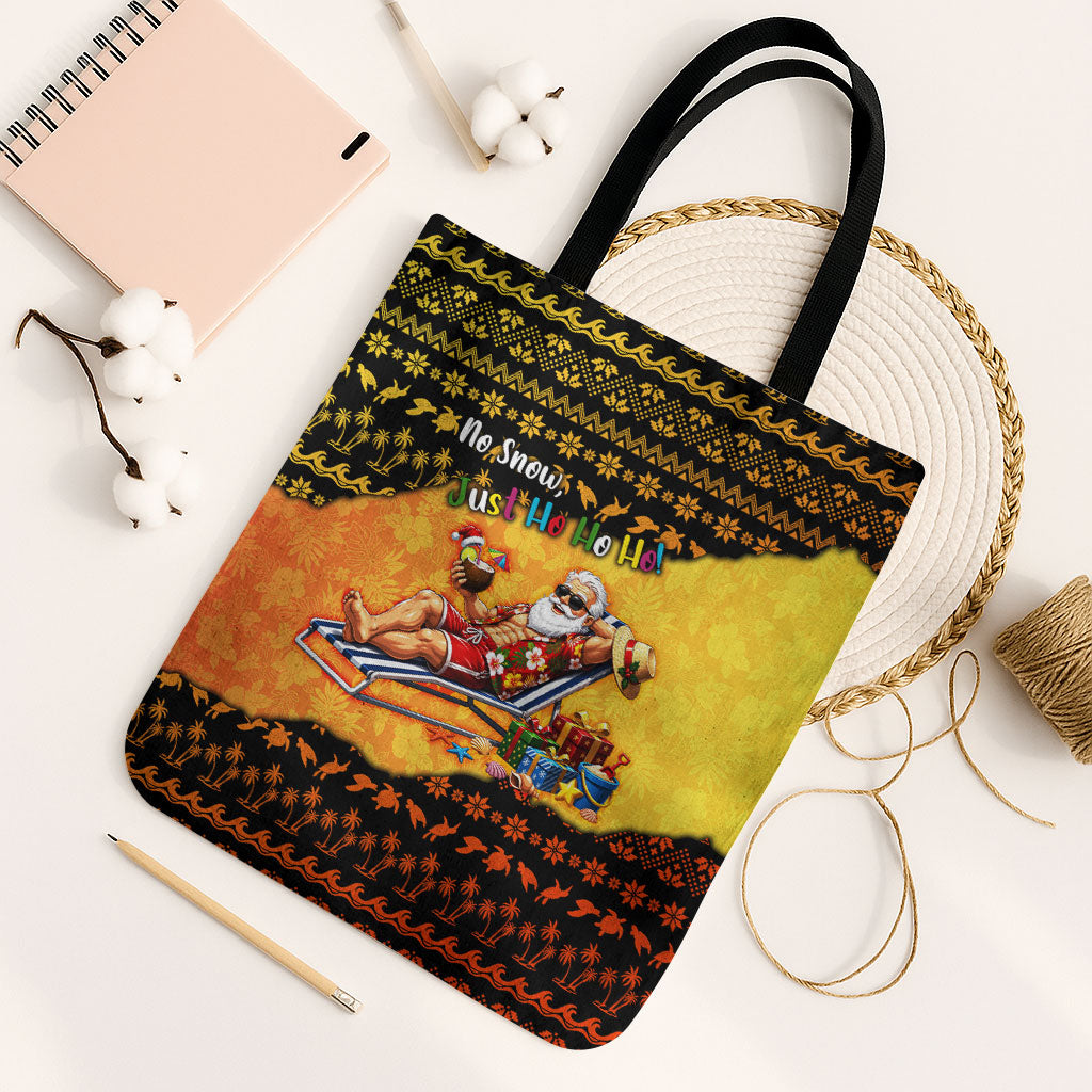 Tropical Christmas In July Santa Claus Tote Bag Festive Hawaiian With Beach Reindeer Sleigh