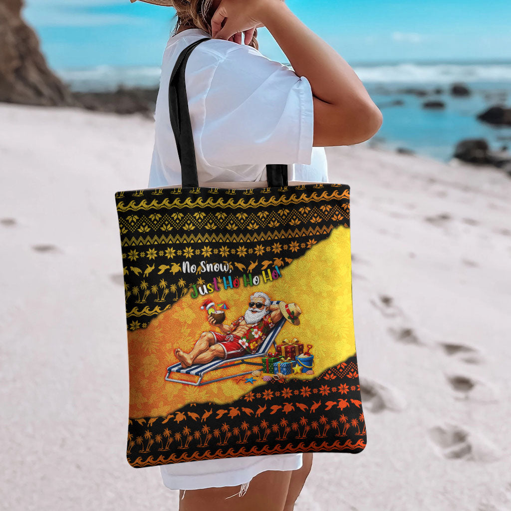 Tropical Christmas In July Santa Claus Tote Bag Festive Hawaiian With Beach Reindeer Sleigh