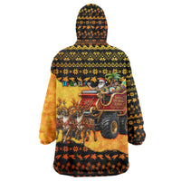 Tropical Christmas In July Santa Claus Wearable Blanket Hoodie Festive Hawaiian With Beach Reindeer Sleigh