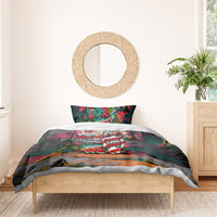 Tropical Christmas In July Candy Cane Surf Bedding Set Vibrant Street Art Beach Graffiti Graphic