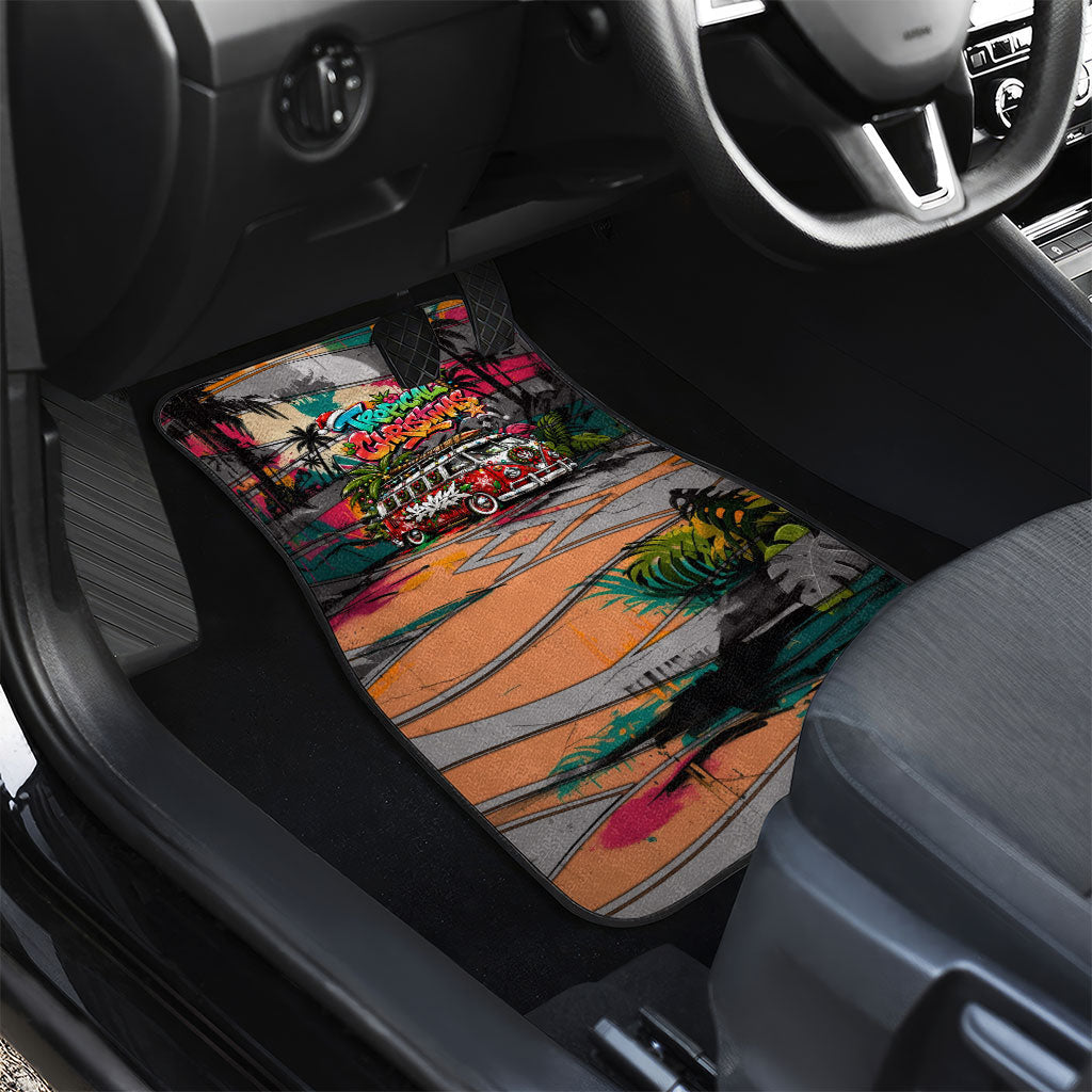 Tropical Christmas In July Candy Cane Surf Car Mats Vibrant Street Art Beach Graffiti Graphic
