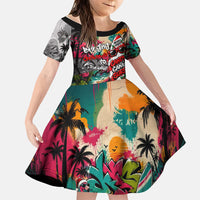 Tropical Christmas In July Candy Cane Surf Family Matching Summer Maxi Dress and Hawaiian Shirt Vibrant Street Art Beach Graffiti Graphic