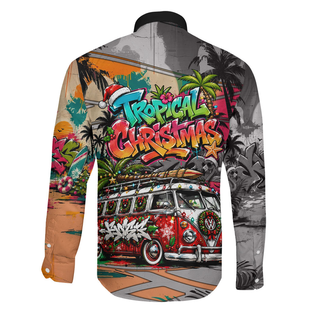 Tropical Christmas In July Candy Cane Surf Family Matching Tank Maxi Dress and Hawaiian Shirt Vibrant Street Art Beach Graffiti Graphic