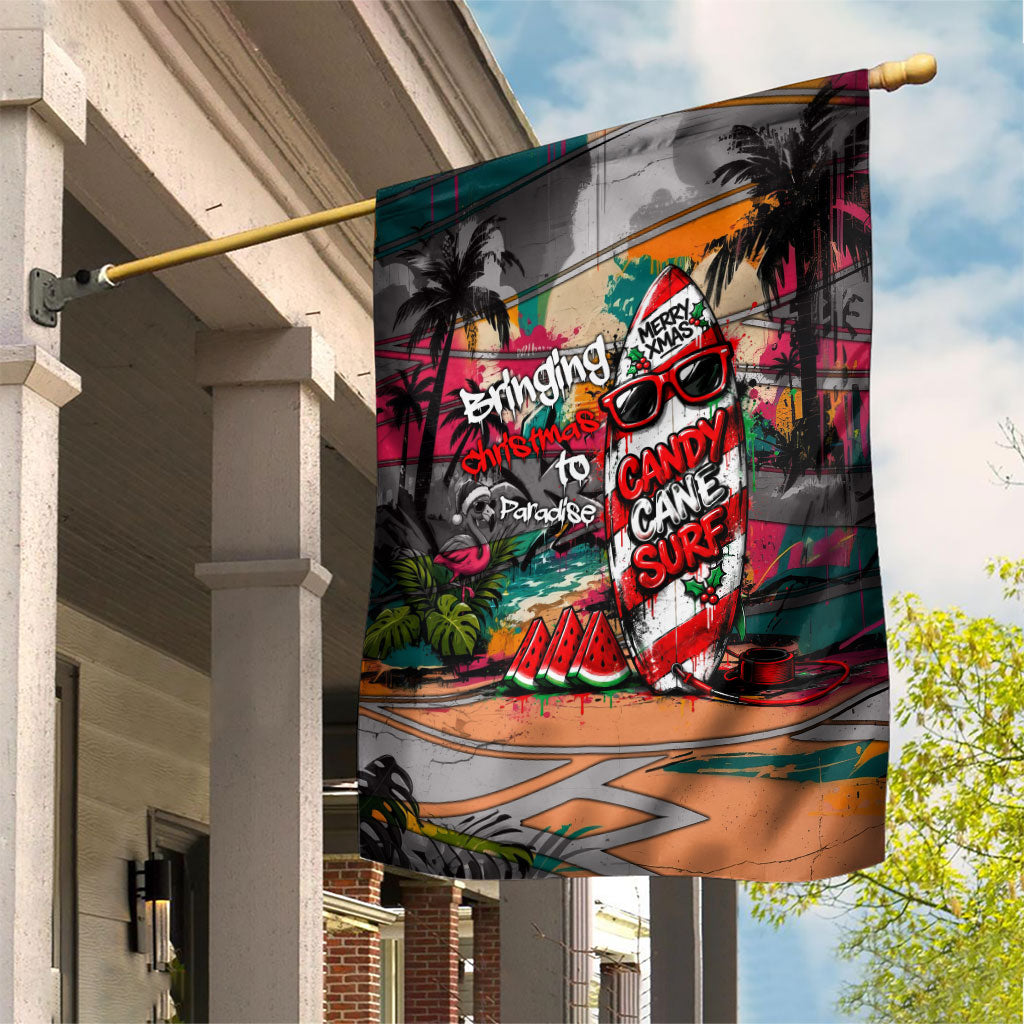 Tropical Christmas In July Candy Cane Surf Garden Flag Vibrant Street Art Beach Graffiti Graphic TS04 House Flag Orange Grey - Polynesian Pride