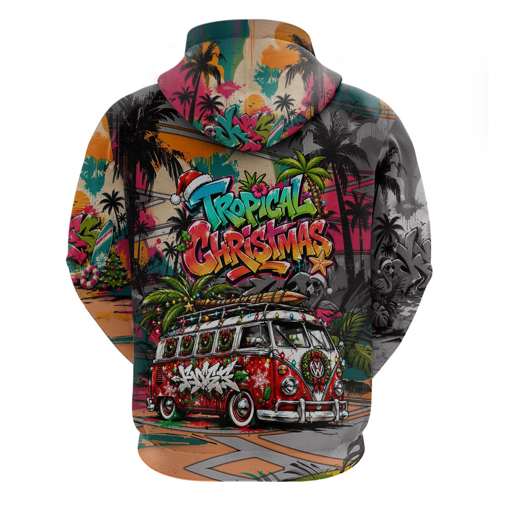 Tropical Christmas In July Candy Cane Surf Hoodie Vibrant Street Art Beach Graffiti Graphic