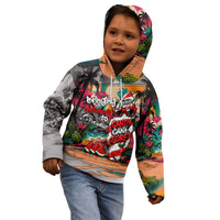 Tropical Christmas In July Candy Cane Surf Kid Hoodie Vibrant Street Art Beach Graffiti Graphic