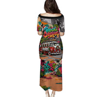 Tropical Christmas In July Candy Cane Surf Puletasi Vibrant Street Art Beach Graffiti Graphic