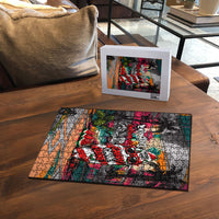 Tropical Christmas In July Candy Cane Surf Puzzle Vibrant Street Art Beach Graffiti Graphic