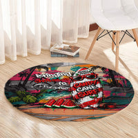 Tropical Christmas In July Candy Cane Surf Round Carpet Vibrant Street Art Beach Graffiti Graphic