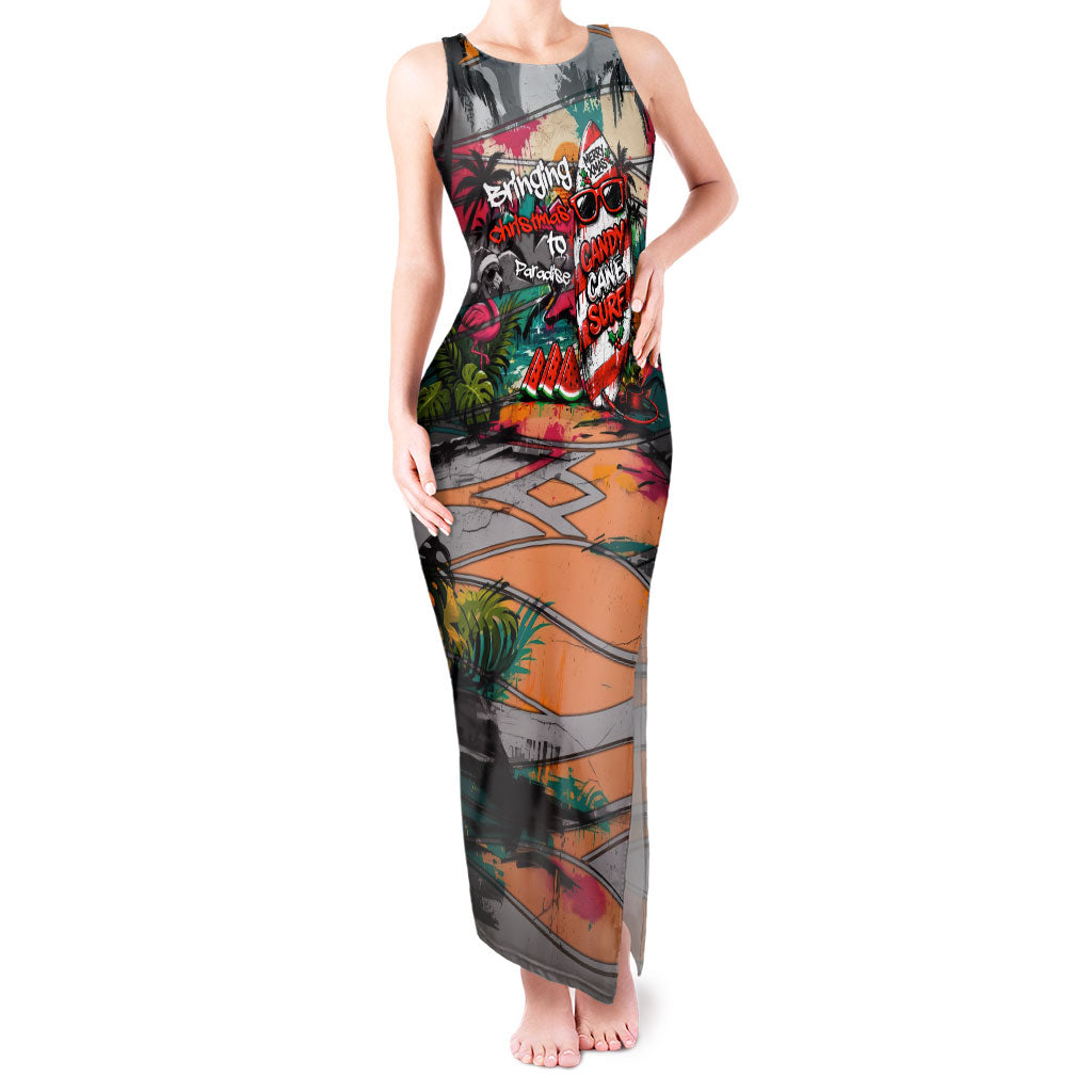 Tropical Christmas In July Candy Cane Surf Tank Maxi Dress Vibrant Street Art Beach Graffiti Graphic
