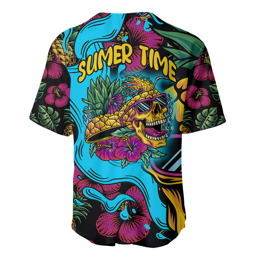 Pineapple Skull Baseball Jersey Sumer Time TS04 Multicolor - Polynesian Pride