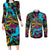 Pineapple Skull Couples Matching Long Sleeve Bodycon Dress and Long Sleeve Button Shirts Sumer Time TS04 - Polynesian Pride