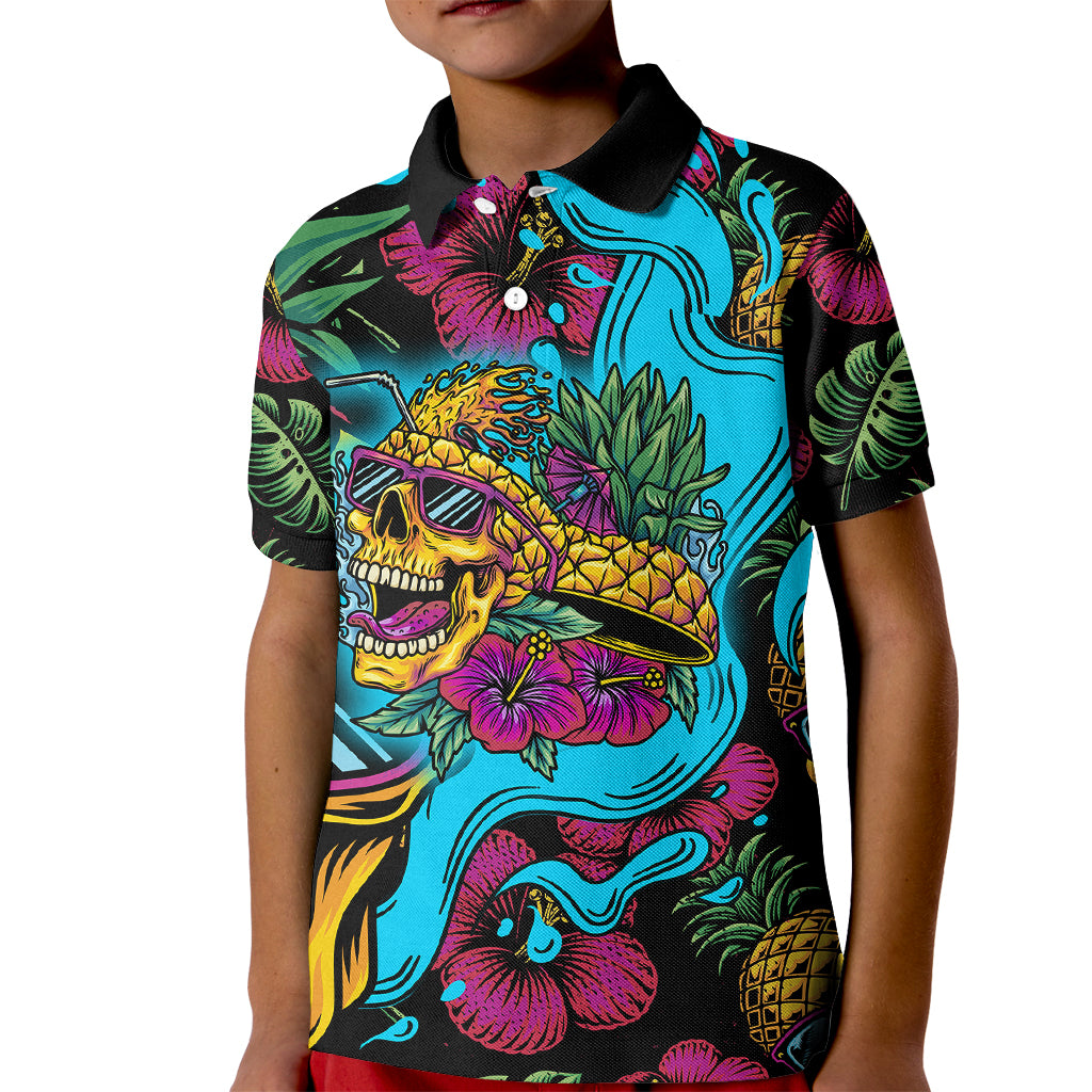 Pineapple Skull Kid Polo Shirt Sumer Time TS04 - Polynesian Pride