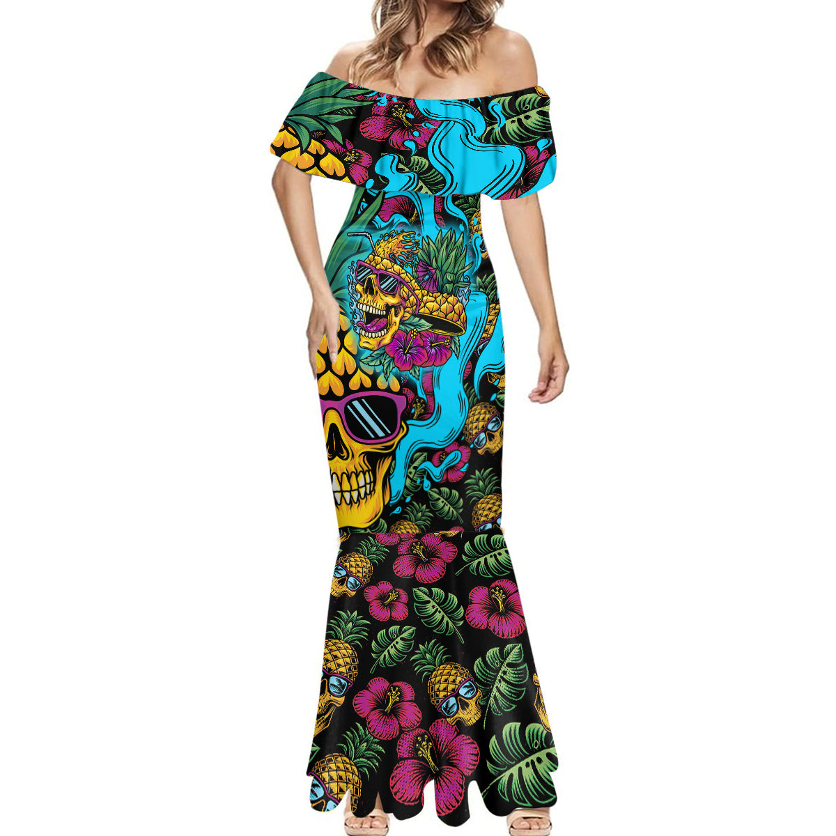 Pineapple Skull Mermaid Dress Sumer Time TS04 - Polynesian Pride