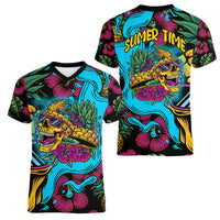 Pineapple Skull Women V Neck T Shirt Sumer Time TS04 - Polynesian Pride