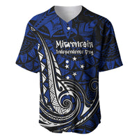 Micronesia Independence Day FSM Baseball Jersey Tribal Tattoo Pattern Flag Seal Heritage TS04 Blue Black - Polynesian Pride
