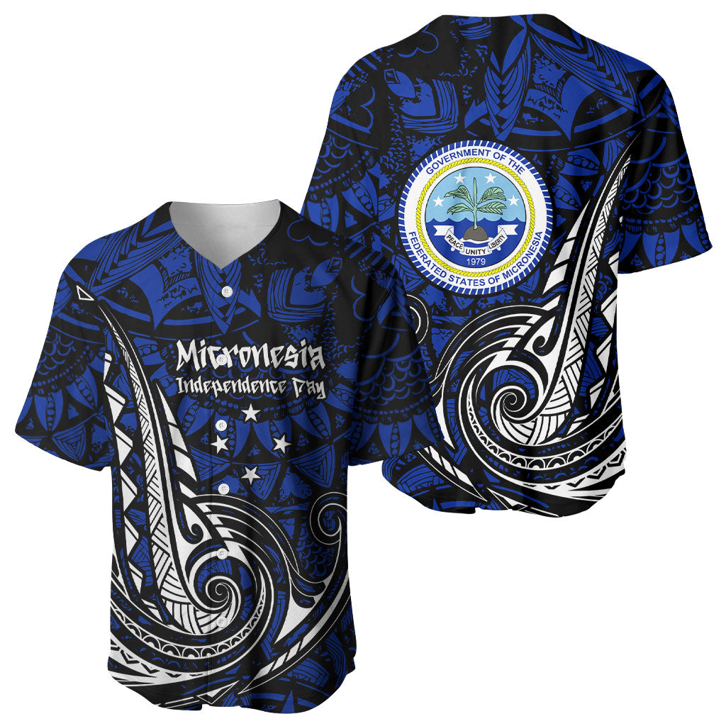 Micronesia Independence Day FSM Baseball Jersey Tribal Tattoo Pattern Flag Seal Heritage TS04 - Polynesian Pride