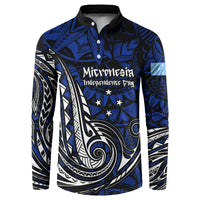 Micronesia Independence Day FSM Button Sweatshirt Tribal Tattoo Pattern Flag Seal Heritage
