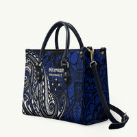 Micronesia Independence Day FSM Leather Bag Tribal Tattoo Pattern Flag Seal Heritage TS04 Blue Black - Polynesian Pride