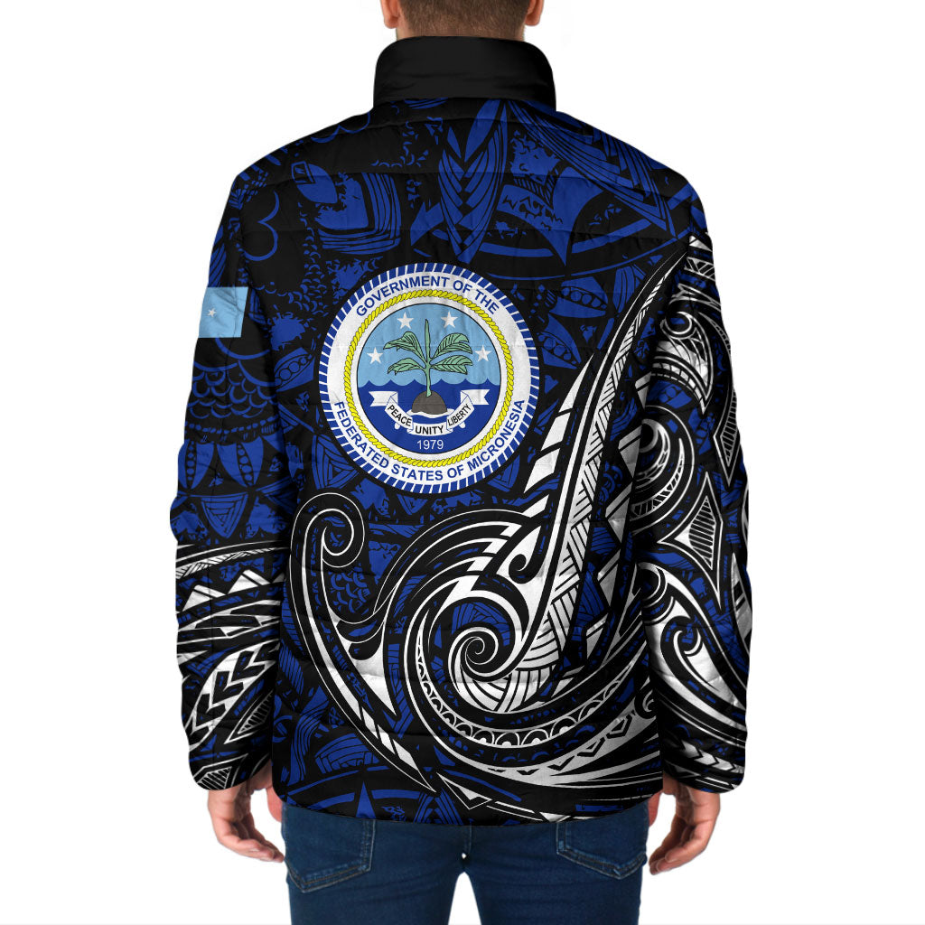 Micronesia Independence Day FSM Padded Jacket Tribal Tattoo Pattern Flag Seal Heritage TS04 - Polynesian Pride