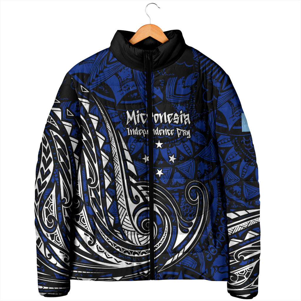 Micronesia Independence Day FSM Padded Jacket Tribal Tattoo Pattern Flag Seal Heritage TS04 - Polynesian Pride