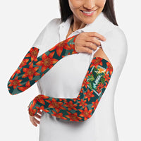 Fiji Taveuni Parrot Arm Sleeves Tropical Waterfall Landscape With Floral Tribal Pattern TS04 - Polynesian Pride