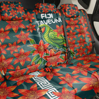 Fiji Taveuni Parrot Back Car Seat Cover Tropical Waterfall Landscape With Floral Tribal Pattern