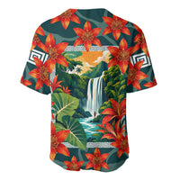 Fiji Taveuni Parrot Baseball Jersey Tropical Waterfall Landscape With Floral Tribal Pattern TS04 - Polynesian Pride