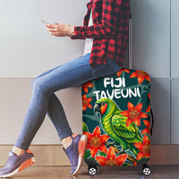 Fiji Taveuni Parrot Luggage Cover Tropical Waterfall Landscape With Floral Tribal Pattern TS04 - Polynesian Pride