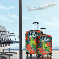 Fiji Taveuni Parrot Luggage Cover Tropical Waterfall Landscape With Floral Tribal Pattern TS04 - Polynesian Pride