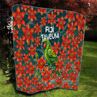 Fiji Taveuni Parrot Quilt Tropical Waterfall Landscape With Floral Tribal Pattern TS04 - Polynesian Pride