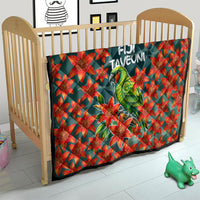 Fiji Taveuni Parrot Quilt Tropical Waterfall Landscape With Floral Tribal Pattern TS04 - Polynesian Pride