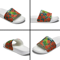 Fiji Taveuni Parrot Slide Sandals Tropical Waterfall Landscape With Floral Tribal Pattern TS04 - Polynesian Pride