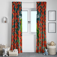 Fiji Taveuni Parrot Window Curtain Tropical Waterfall Landscape With Floral Tribal Pattern TS04 - Polynesian Pride