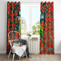 Fiji Taveuni Parrot Window Curtain Tropical Waterfall Landscape With Floral Tribal Pattern TS04 - Polynesian Pride