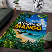 Hawaiian Mango Tropical Beach Area Rug Scenic Island Nature Exotic Fruit Graphic TS04 Blue Green - Polynesian Pride