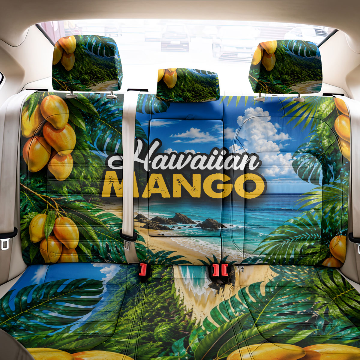 Hawaiian Mango Tropical Beach Back Car Seat Cover Scenic Island Nature Exotic Fruit Graphic TS04 - Polynesian Pride