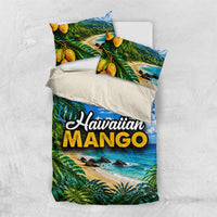 Hawaiian Mango Tropical Beach Bedding Set Scenic Island Nature Exotic Fruit Graphic TS04 US Twin 172cm x 218cm Blue Green - Polynesian Pride
