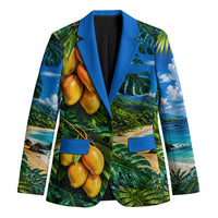 Hawaiian Mango Tropical Beach Blazer Scenic Island Nature Exotic Fruit Graphic TS04 Unisex Blue Green - Polynesian Pride