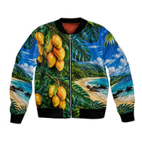 Hawaiian Mango Tropical Beach Bomber Jacket Scenic Island Nature Exotic Fruit Graphic TS04 Unisex Blue Green - Polynesian Pride