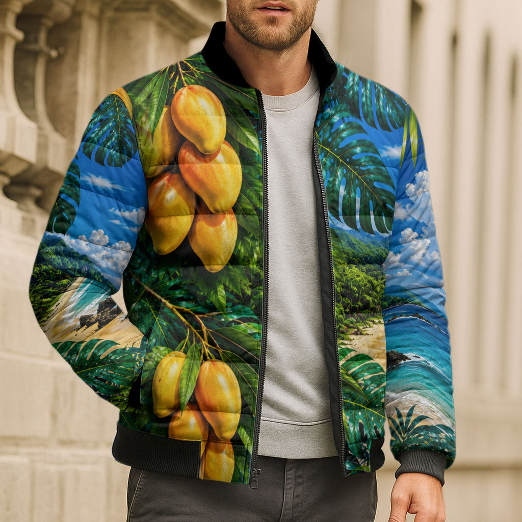 Hawaiian Mango Tropical Beach Bomber Puffer Jacket Scenic Island Nature Exotic Fruit Graphic TS04 - Polynesian Pride