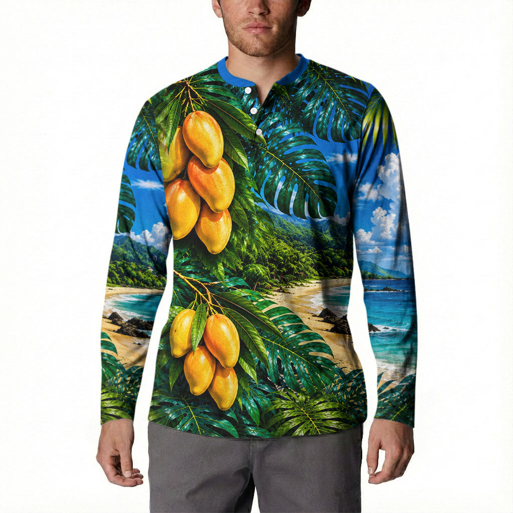 Hawaiian Mango Tropical Beach Button Sweatshirt Scenic Island Nature Exotic Fruit Graphic TS04 - Polynesian Pride