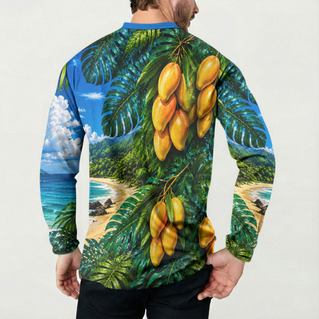 Hawaiian Mango Tropical Beach Button Sweatshirt Scenic Island Nature Exotic Fruit Graphic TS04 - Polynesian Pride
